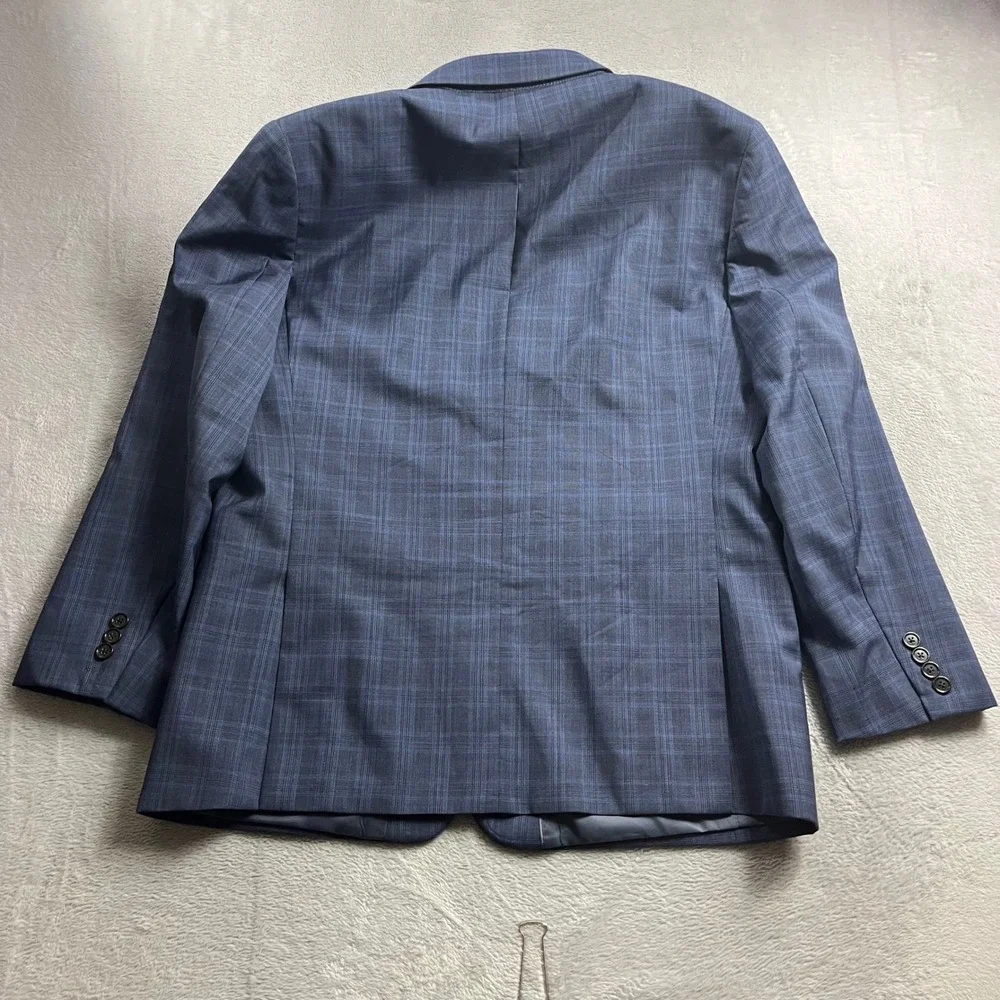 Banana Republic Slim Fit Suit 44R 35x30 Blue Plaid Marlane Italian Wool Mens
